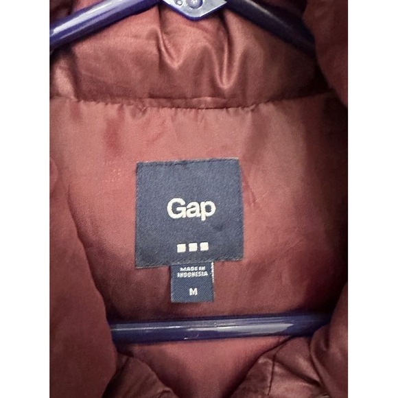 Gap Purple Plum Chevron Zip with Snap Overlay Puffer Coat Sz M Water Resistant - Picture 5 of 9